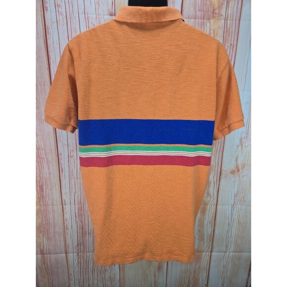 Polo Ralph Lauren Mens Orange Striped Polo Shirt Large - Picture 2 of 7